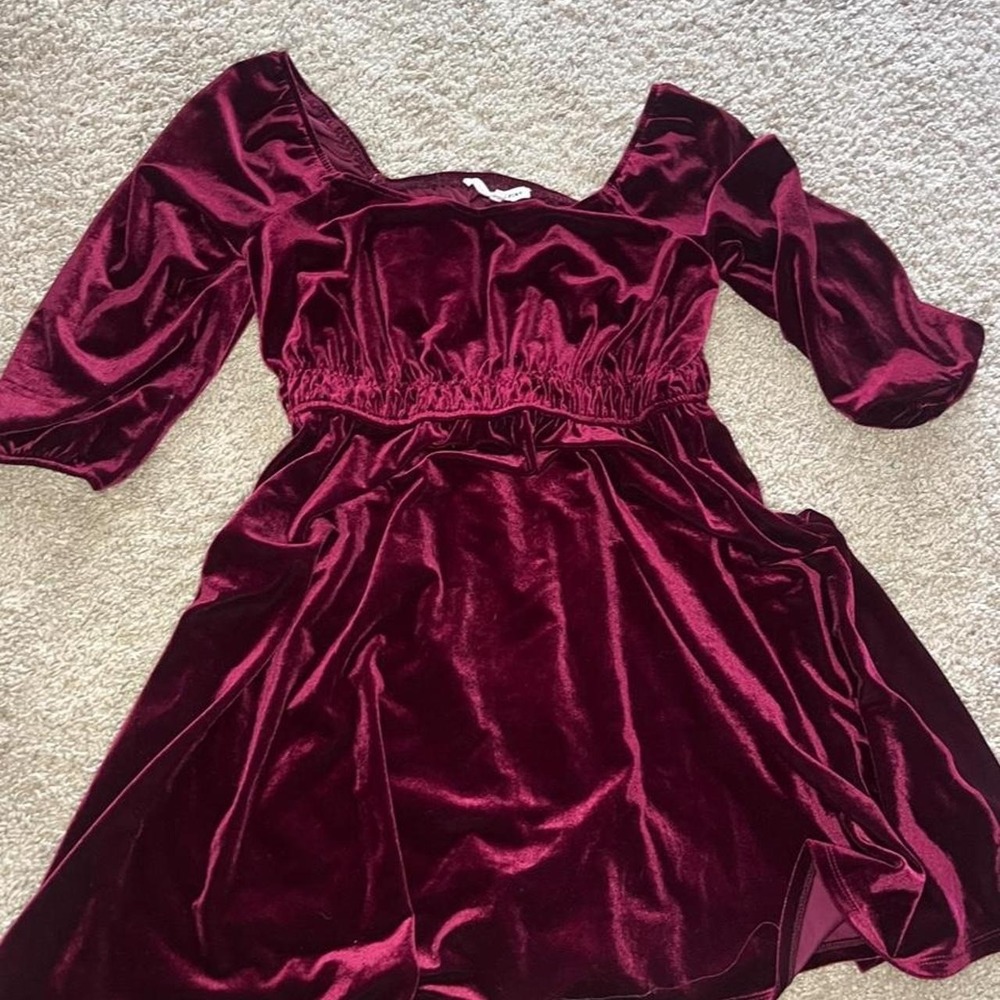 Burgundy Velvet Mini Dress Romantic Goth Dark Coquette Y2K